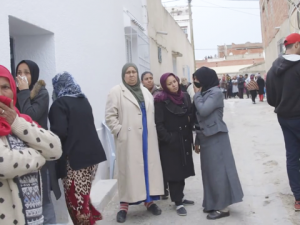 Women in the streets of Tborba Tunisia during the unrest 2018